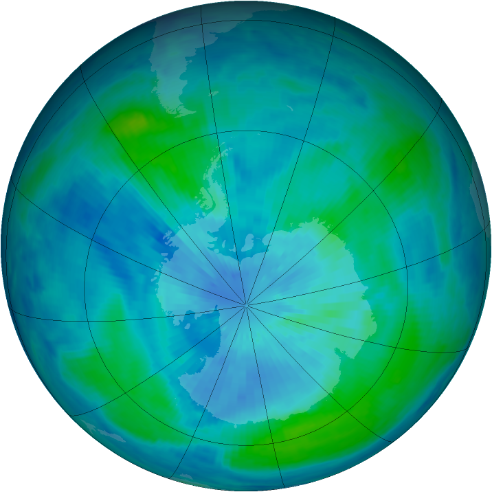 Antarctic ozone map for 19 March 1999